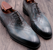 Load image into Gallery viewer, The Lincoln - Hand painted bespoke oxford in deep patina peacock