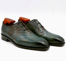 Load image into Gallery viewer, The Lincoln - Hand painted bespoke oxford in deep patina peacock