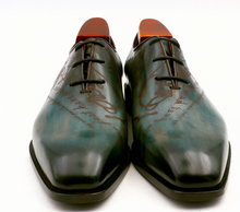 Load image into Gallery viewer, The Lincoln - Hand painted bespoke oxford in deep patina peacock