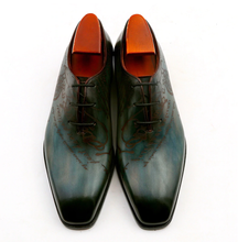 Load image into Gallery viewer, The Lincoln - Hand painted bespoke oxford in deep patina peacock